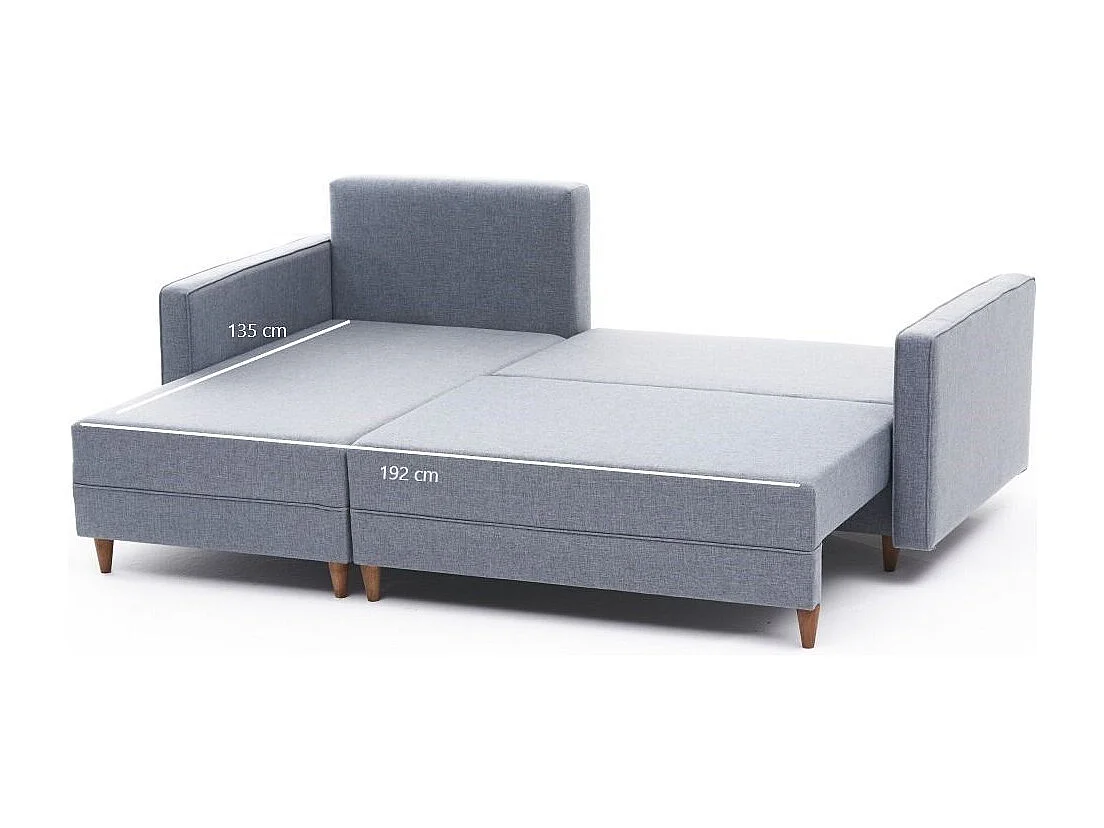 Canapé d'angle gauche tissu bleu Klina 215cm