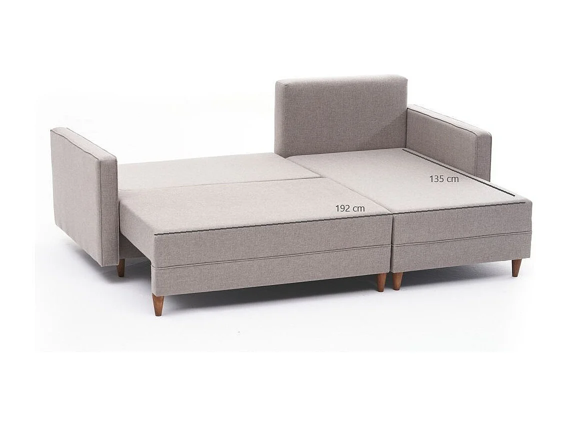 Canapé d'angle droit tissu beige clair Klina 215cm