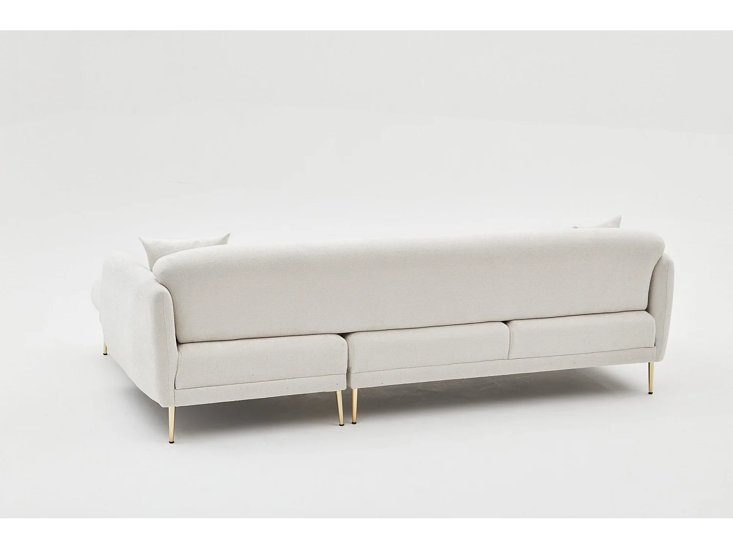 Converteerbare hoekbank in stof en gouden poten Birka 266 cm-Kleur Wit-juiste hoek