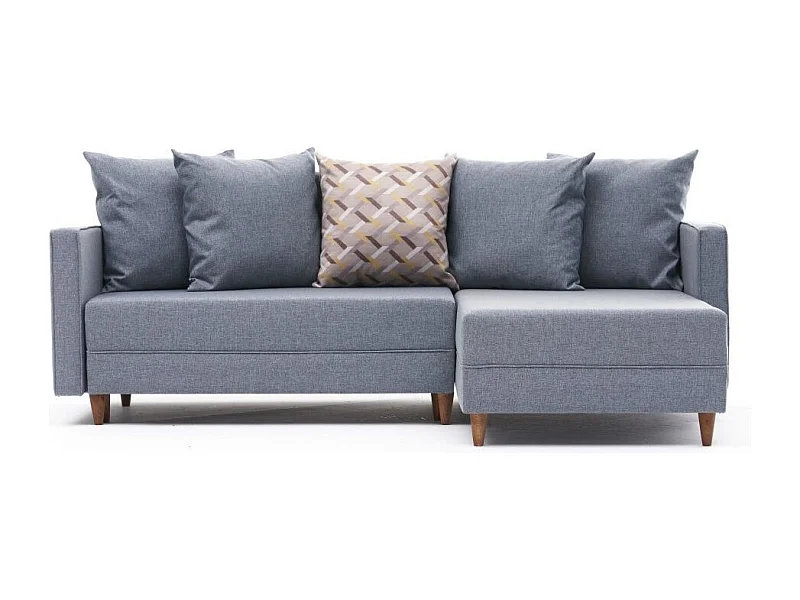 Canapé d'angle droit tissu bleu Klina 215cm