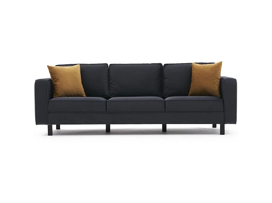 Canapé classique 3 places velours anthracite Kalena 222cm