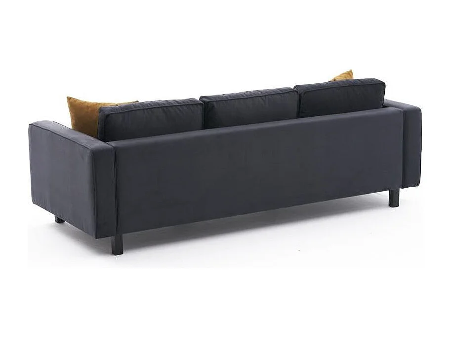 Canapé classique 3 places velours anthracite Kalena 222cm