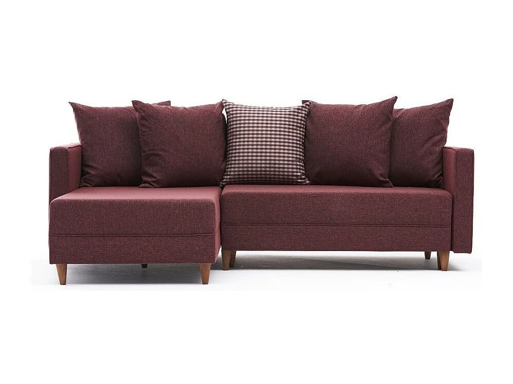 Canapé d'angle gauche tissu bordeaux Klina 215cm