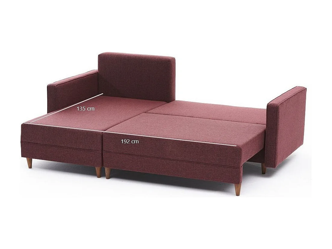 Divano angolare Altadena 317, Rosso, Funzione di sonno, 215x150x80cm