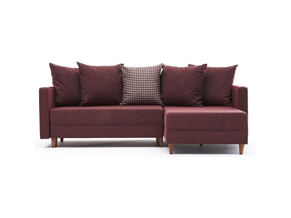 Canapé d'angle droit tissu bordeaux Klina 215cm
