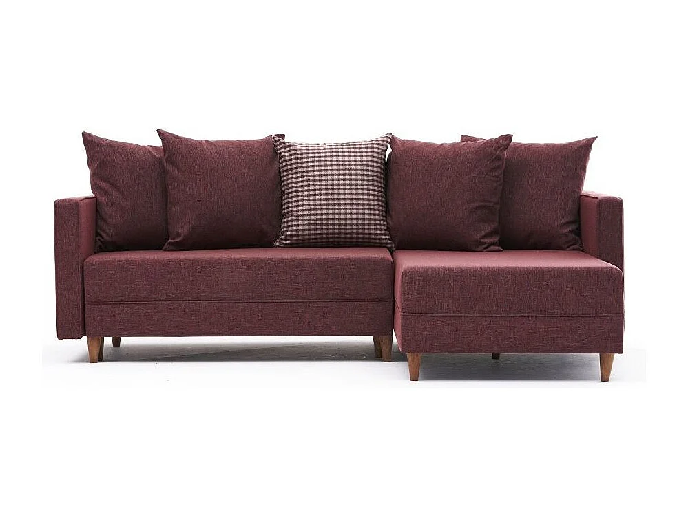 Divano angolare Altadena 317, Rosso, Funzione di sonno, 215x150x80cm