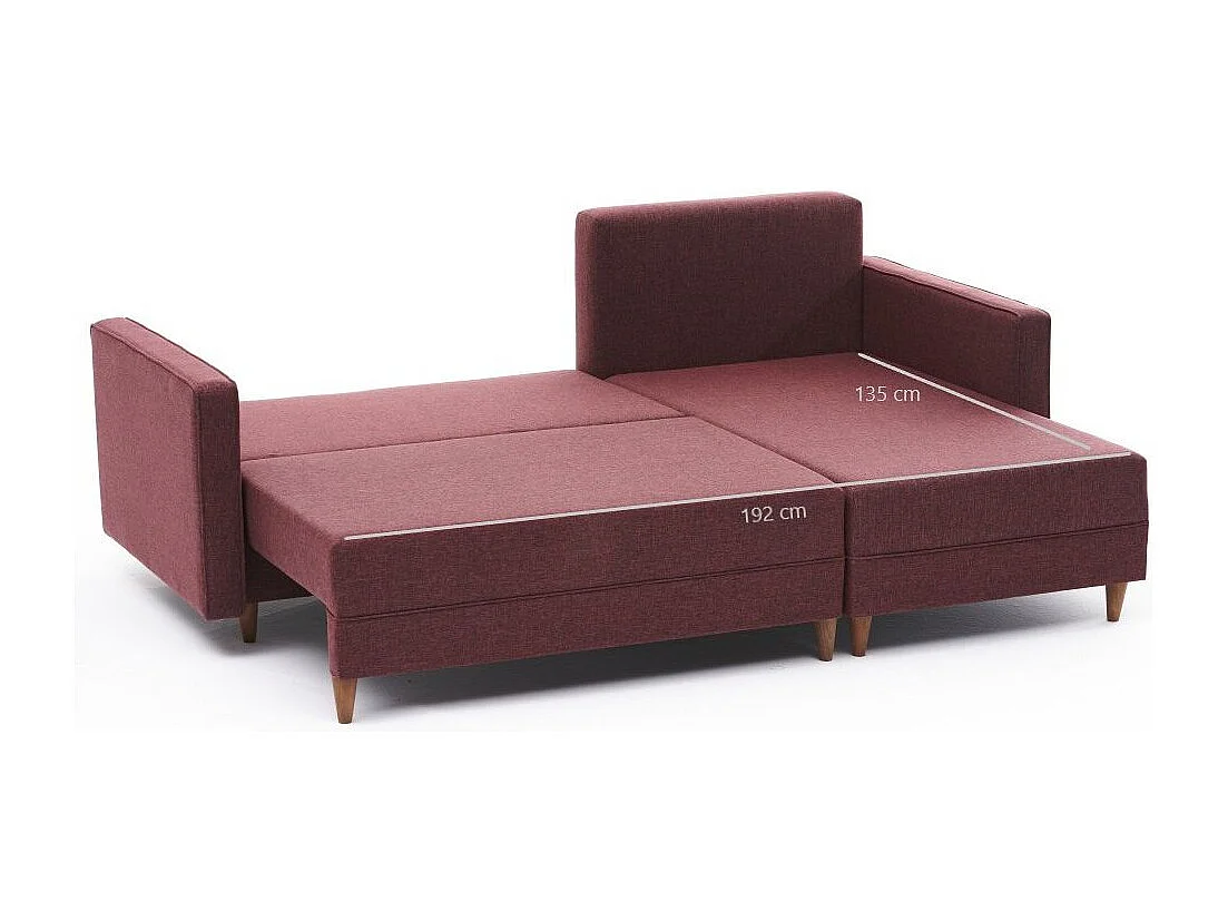 Divano angolare Altadena 317, Rosso, Funzione di sonno, 215x150x80cm