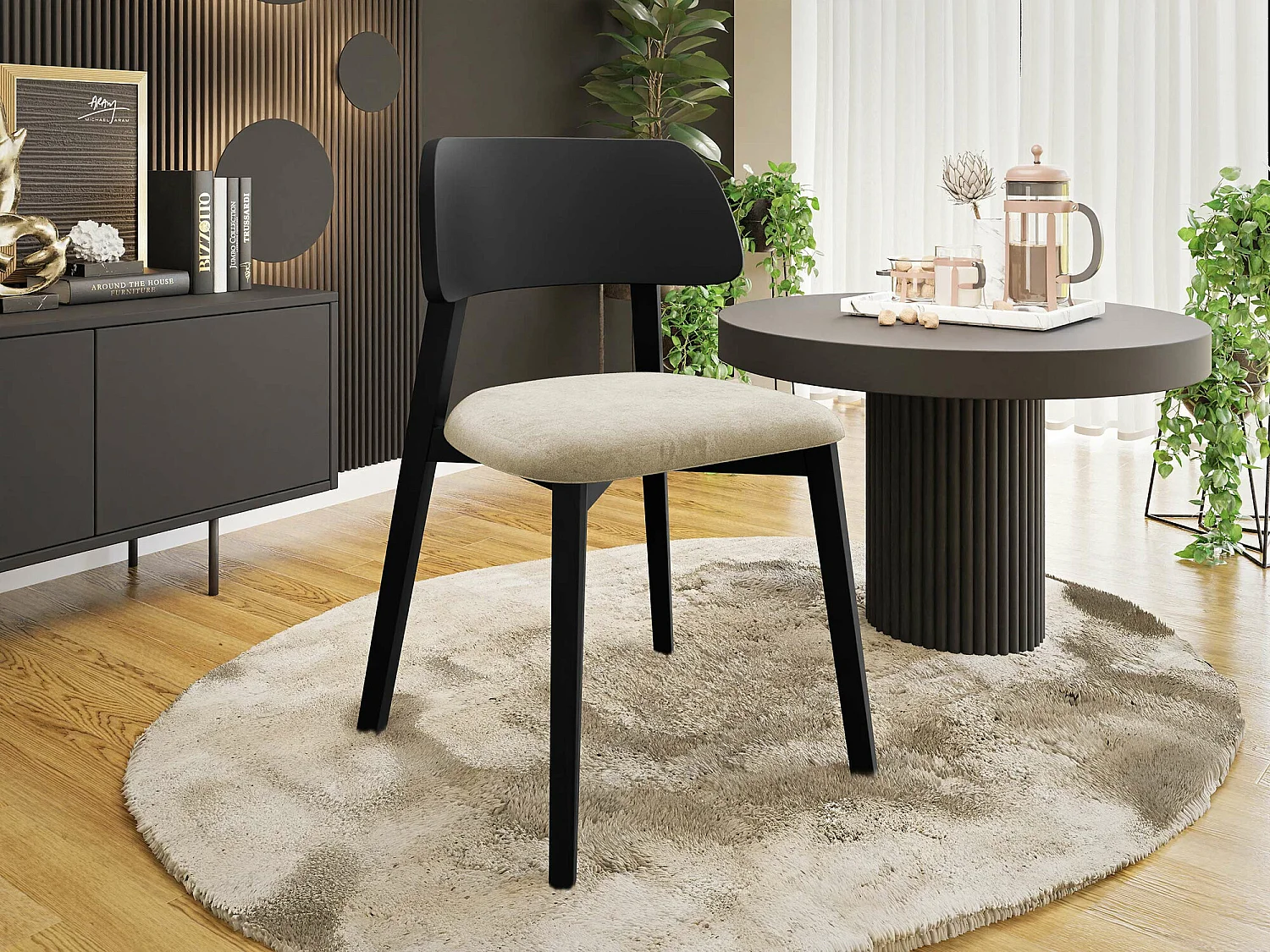 Silla Jackson 112, 80x47x50cm, Tapiz, De madera, Madera