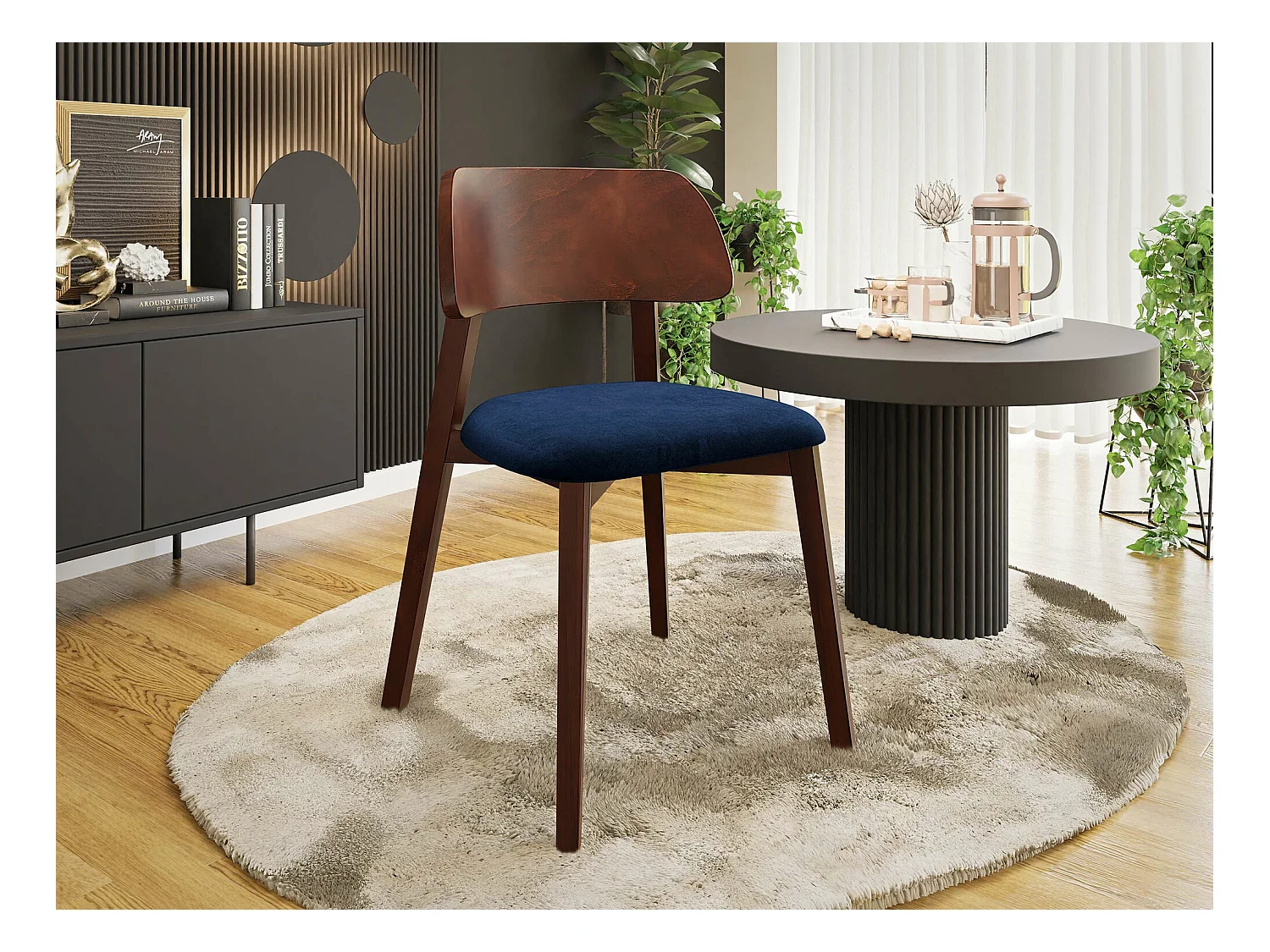Sedia Jackson 112, 80x47x50cm, Arazzo, Di legno, Legno