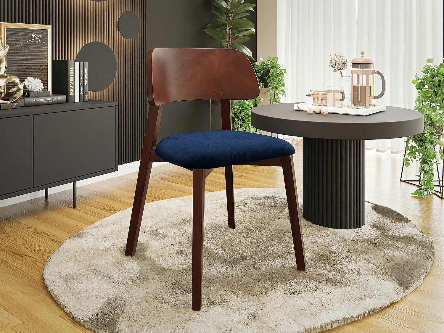 Sedia Jackson 112, 80x47x50cm, Arazzo, Di legno, Legno