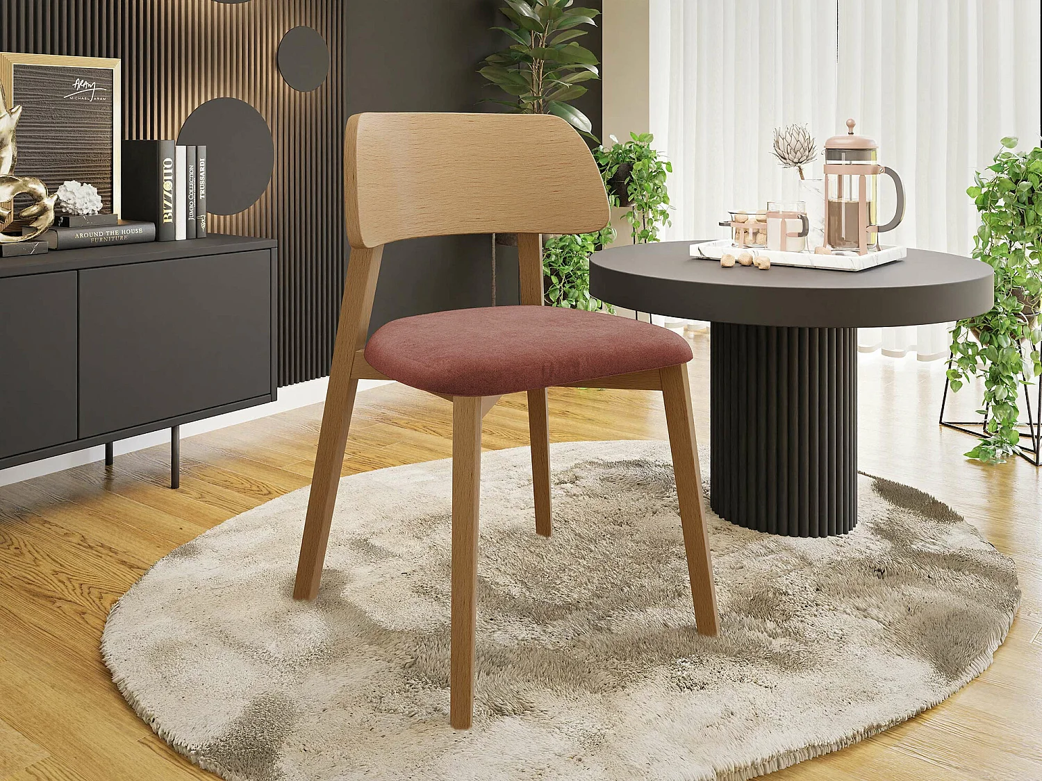 Silla Jackson 112, 80x47x50cm, Tapiz, De madera, Madera