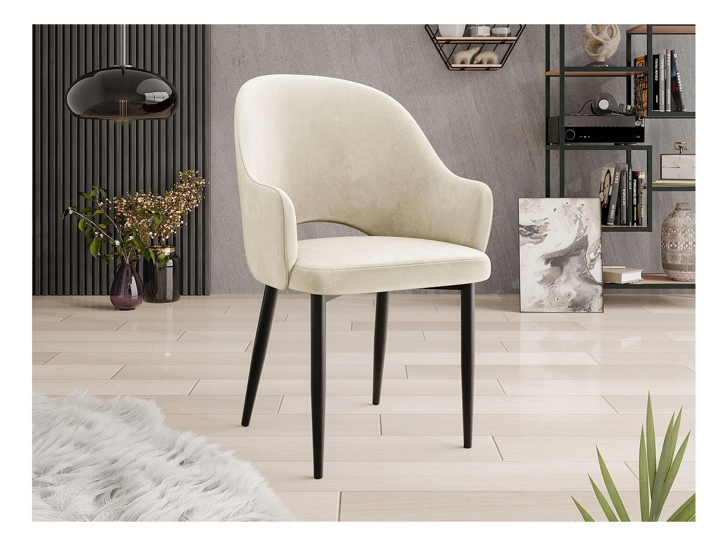 Chaise Jackson 116, 87x56x60cm, Tapisserie, Métallique, Stratifié