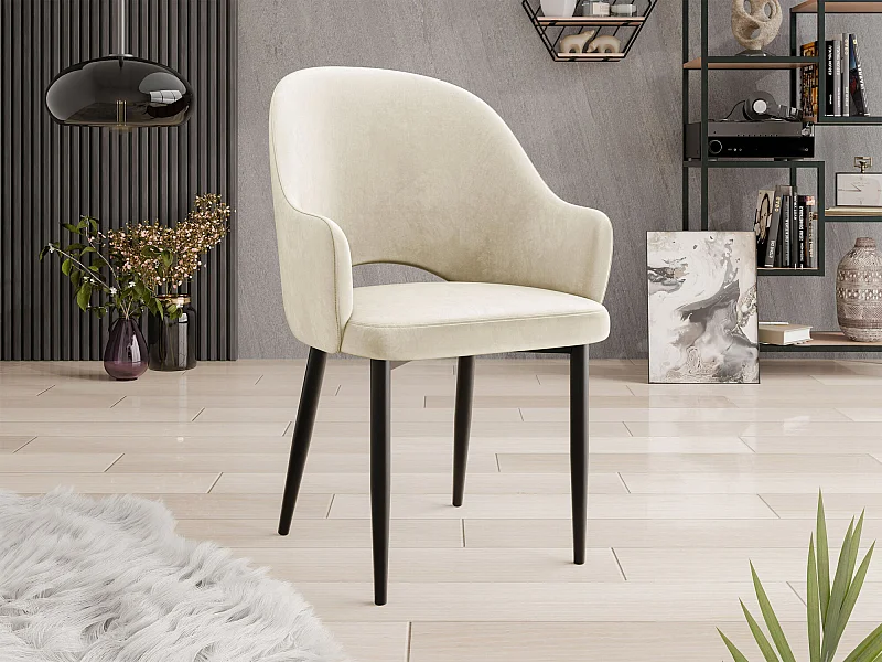 Chaise Jackson 116, 87x56x60cm, Tissu, Métallique, Stratifié