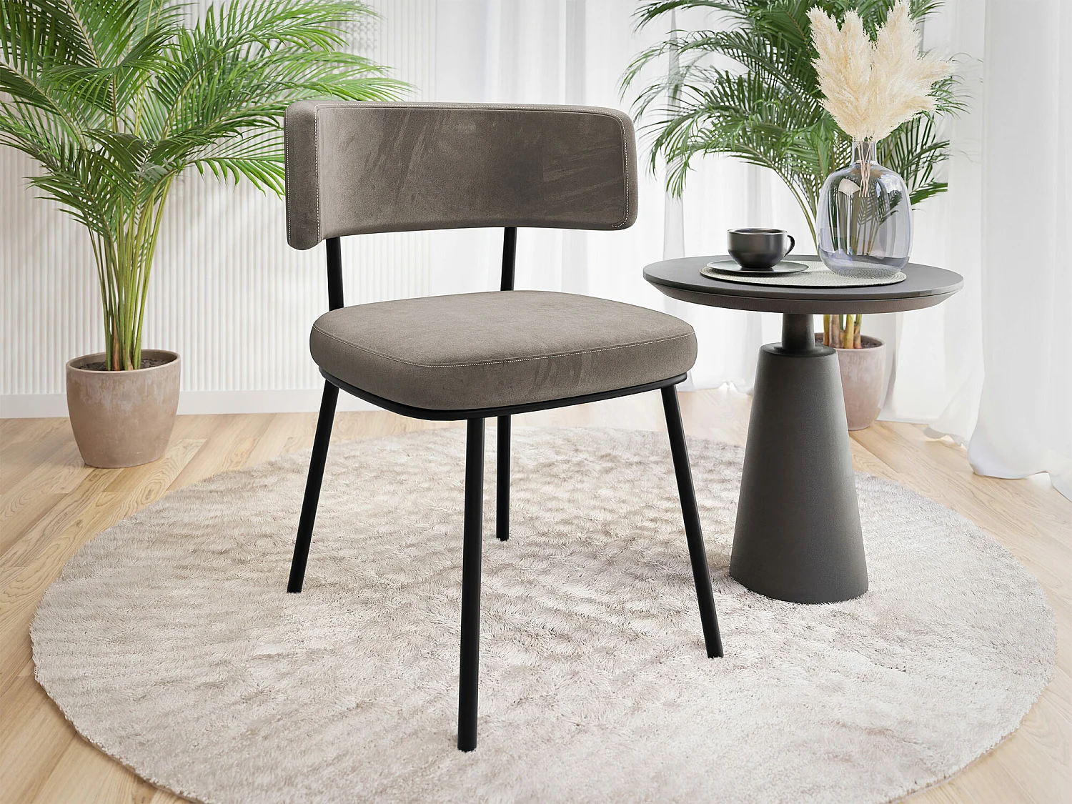 Chaise Jackson 114, 75x58x57cm, Tapisserie, Métallique, Stratifié