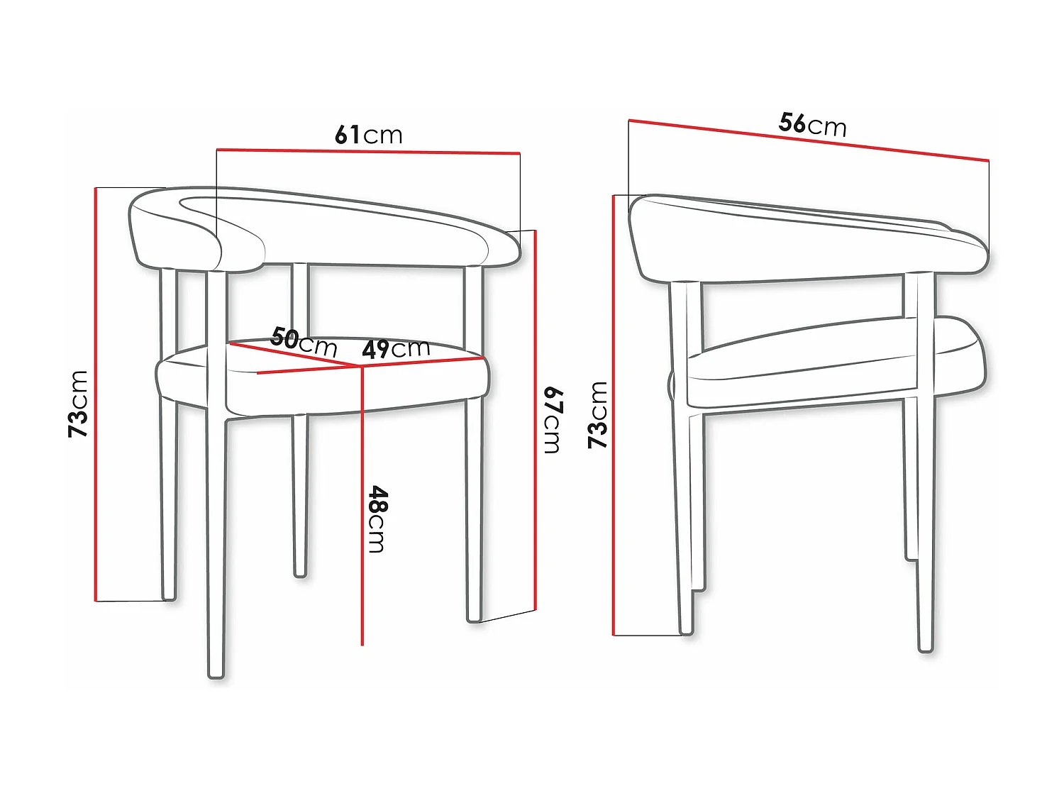 Sedia Jackson 110, 73x61x56cm, Arazzo, Metallico, Legno