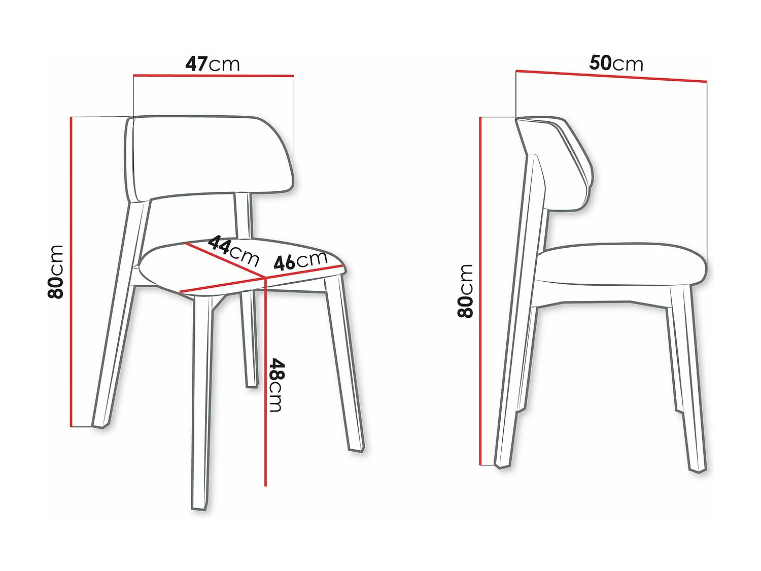 Chaise Jackson 112, 80x47x50cm, Tapisserie, En bois, Bois