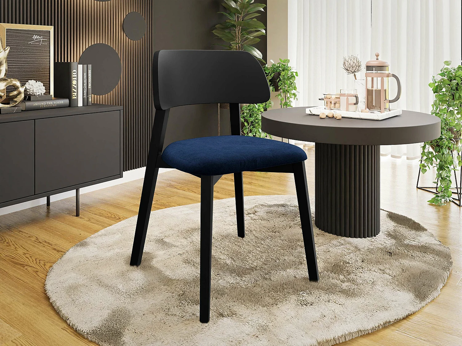 Sedia Jackson 112, 80x47x50cm, Arazzo, Di legno, Legno