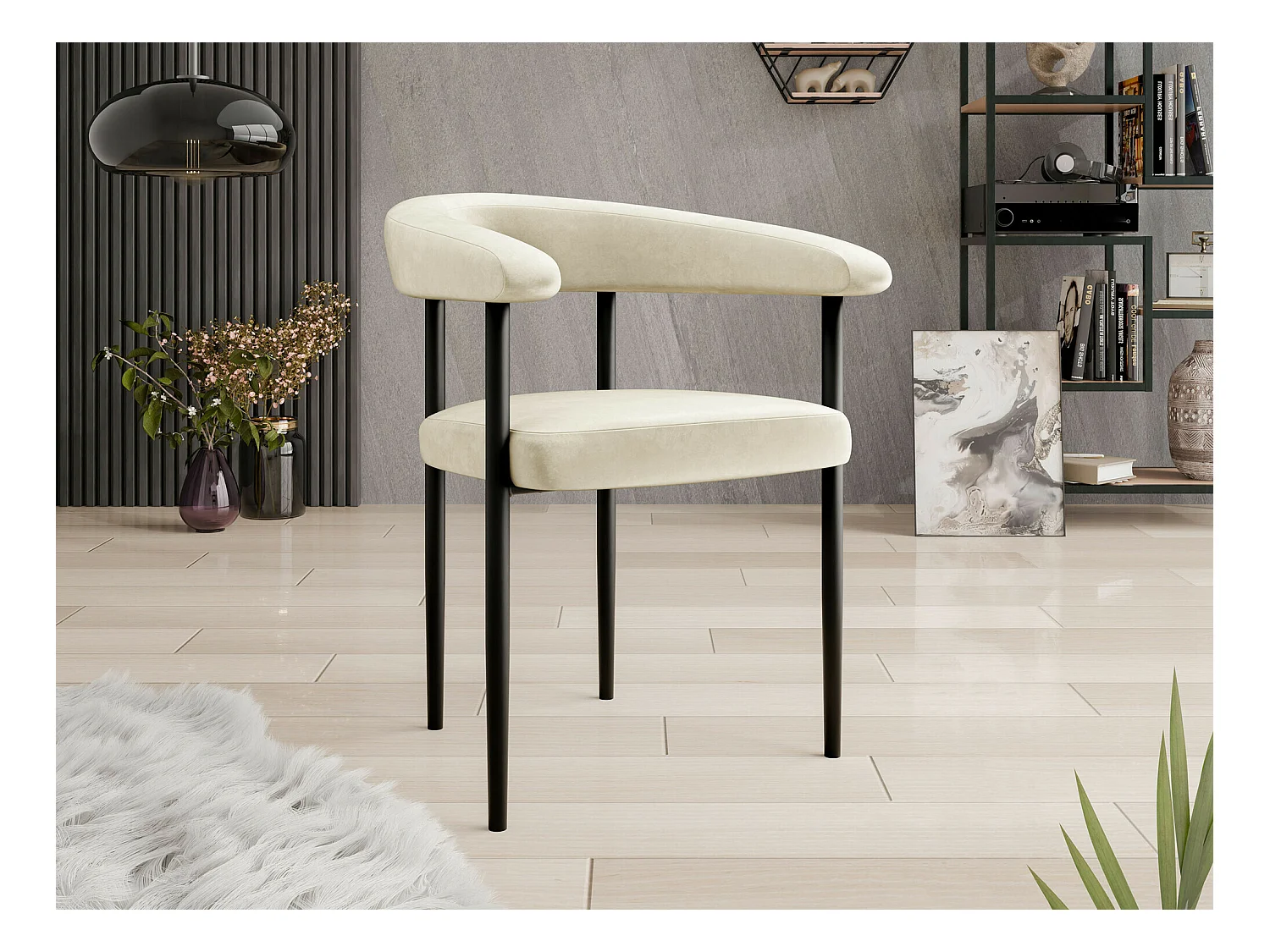 Chaise Jackson 110, 73x61x56cm, Tapisserie, Métallique, Bois