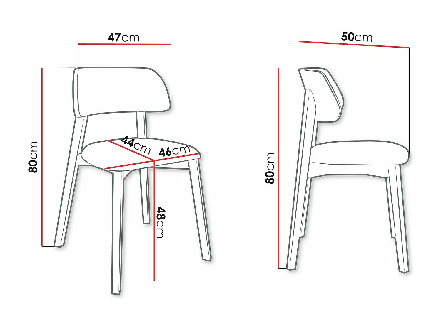 Silla Jackson 112, 80x47x50cm, Tapiz, De madera, Madera