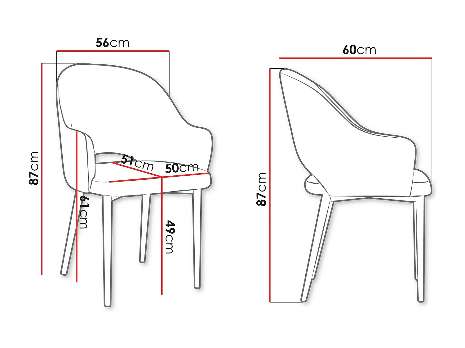 Silla Jackson 116, 87x56x60cm, Tapiz, Metálico, Aglomerado laminado