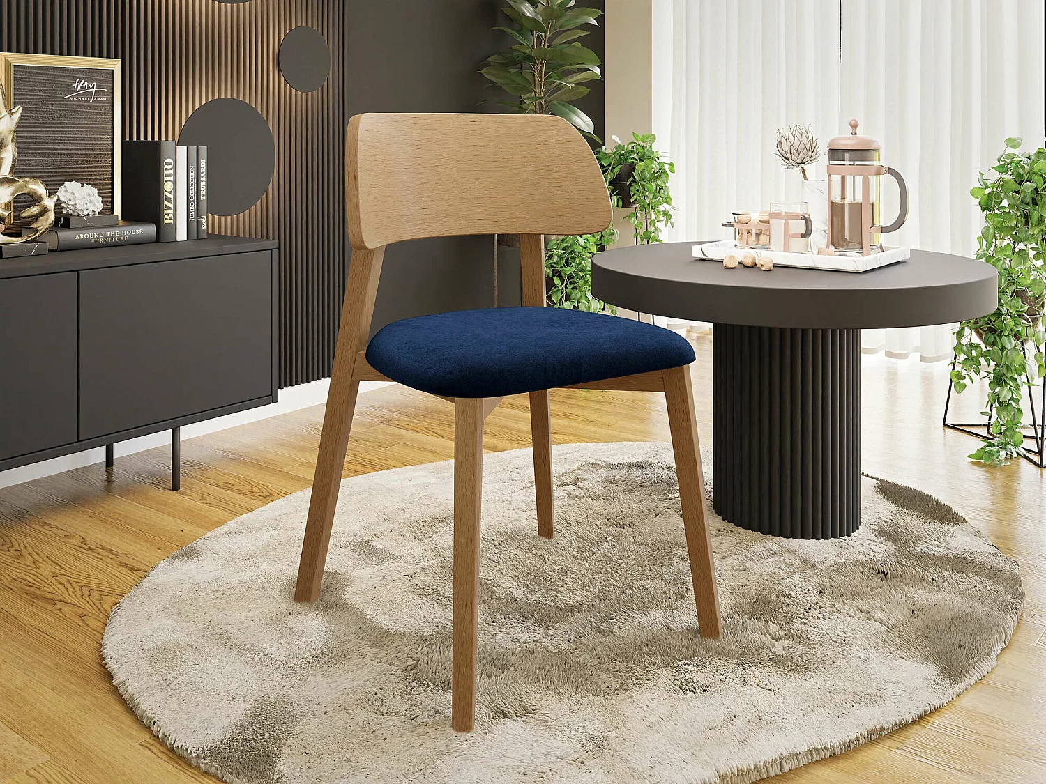 Chaise Jackson 112, 80x47x50cm, Tapisserie, En bois, Bois