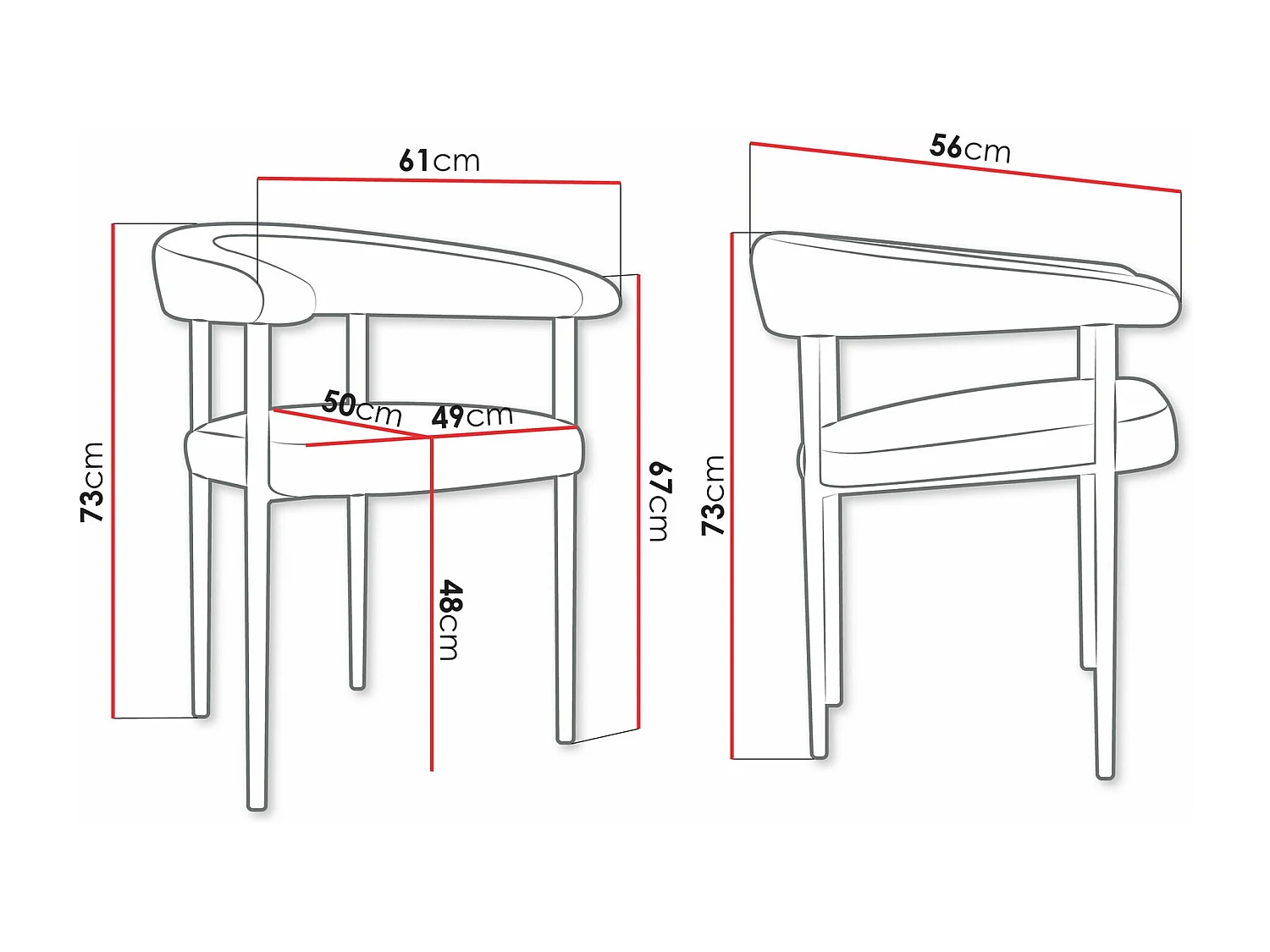 Silla Jackson 110, 73x61x56cm, Tapiz, Metálico, Madera