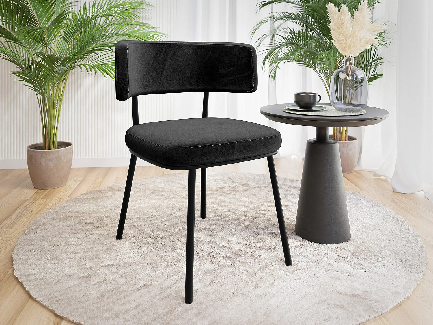 Chaise Jackson 114, 75x58x57cm, Tapisserie, Métallique, Stratifié