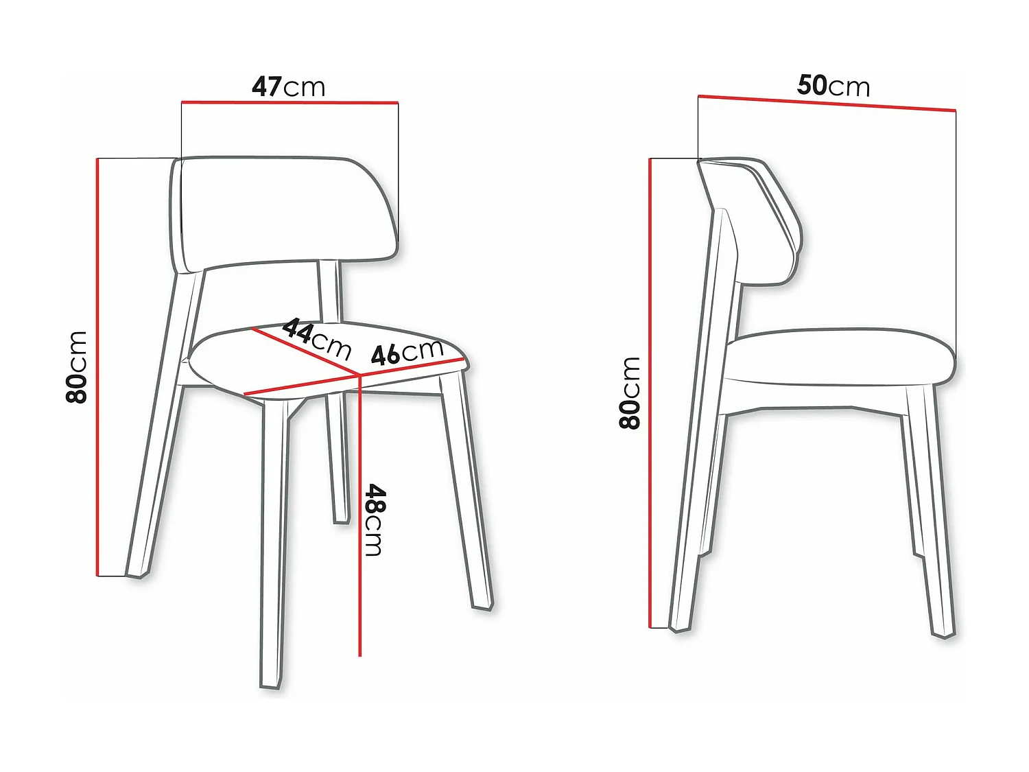 Silla Jackson 112, 80x47x50cm, Tapiz, De madera, Madera