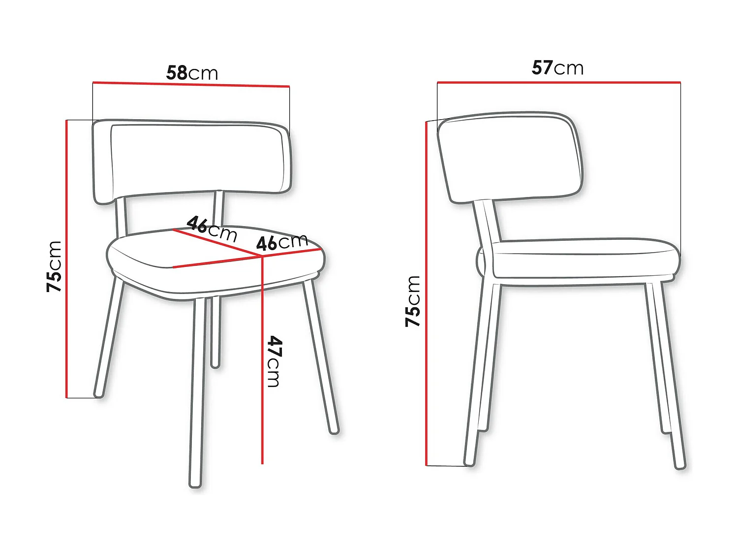Silla Jackson 114, 75x58x57cm, Tapiz, Metálico, Aglomerado laminado
