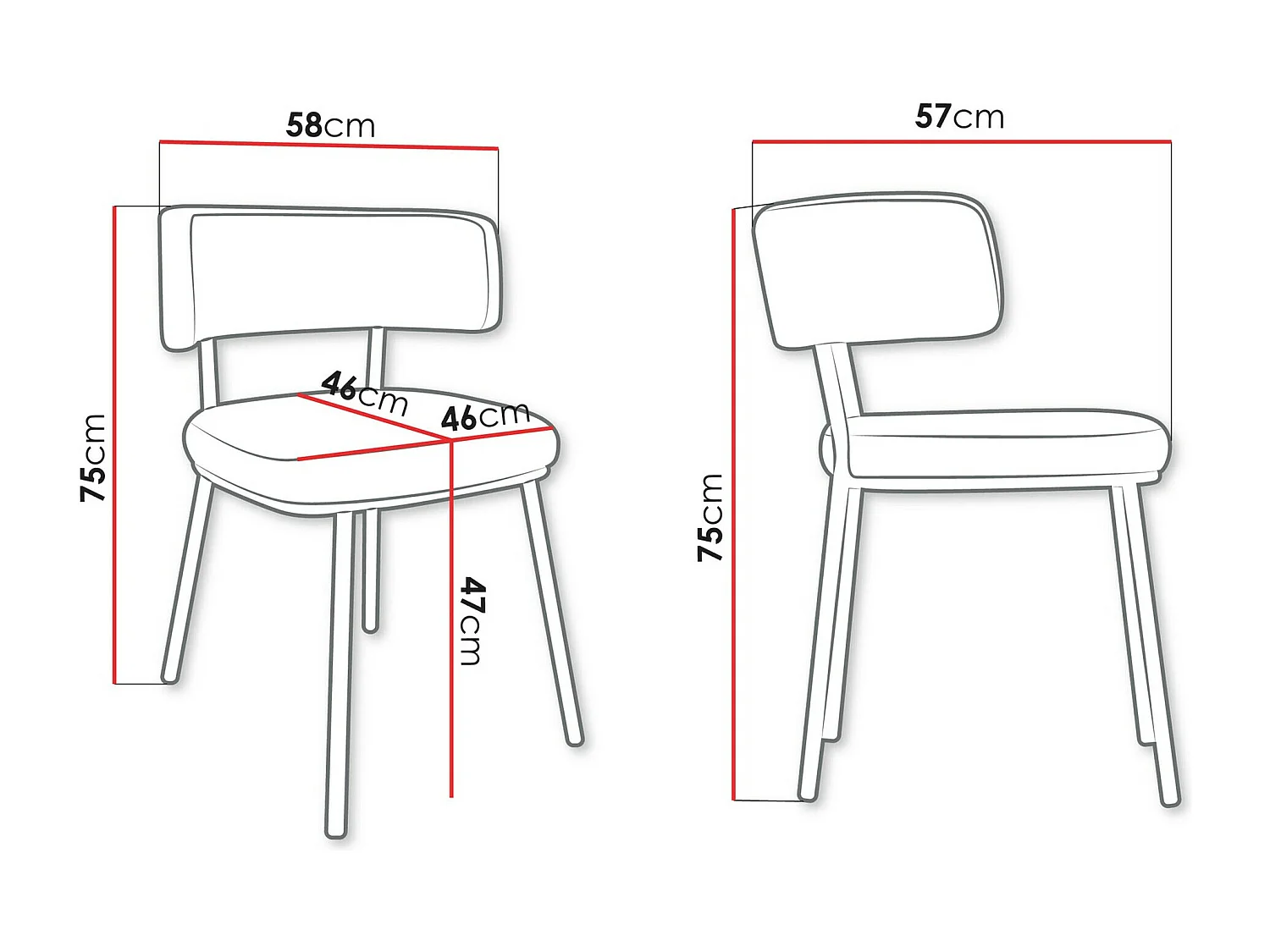 Silla Jackson 114, 75x58x57cm, Tapiz, Metálico, Aglomerado laminado