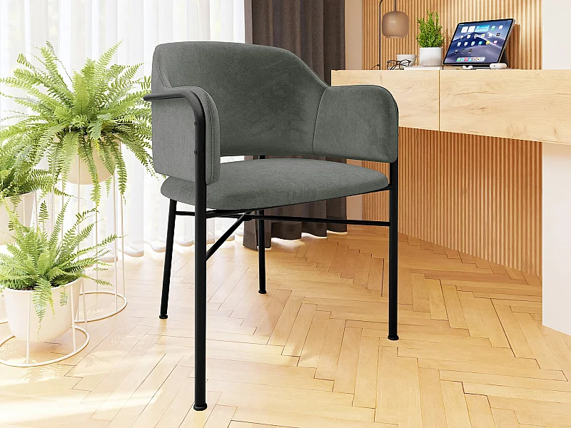 Chaise Jackson 113, 79x56x55cm, Tissu, Métallique, Stratifié