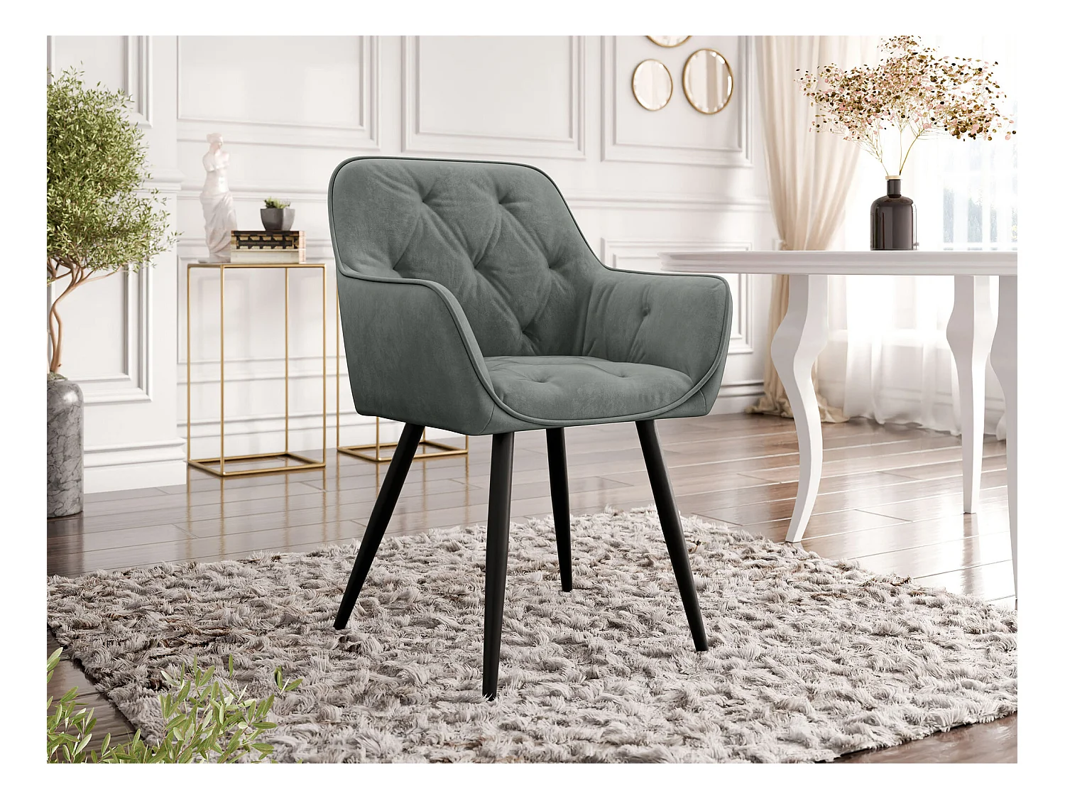 Chaise Jackson 115, 86x64x61cm, Tapisserie, Métallique, Stratifié