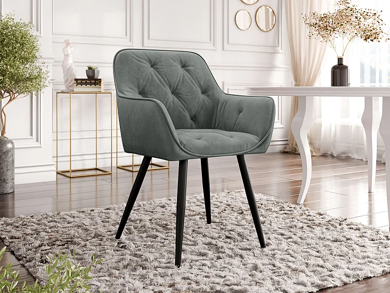 Chaise Jackson 115, 86x64x61cm, Tissu, Métallique, Stratifié