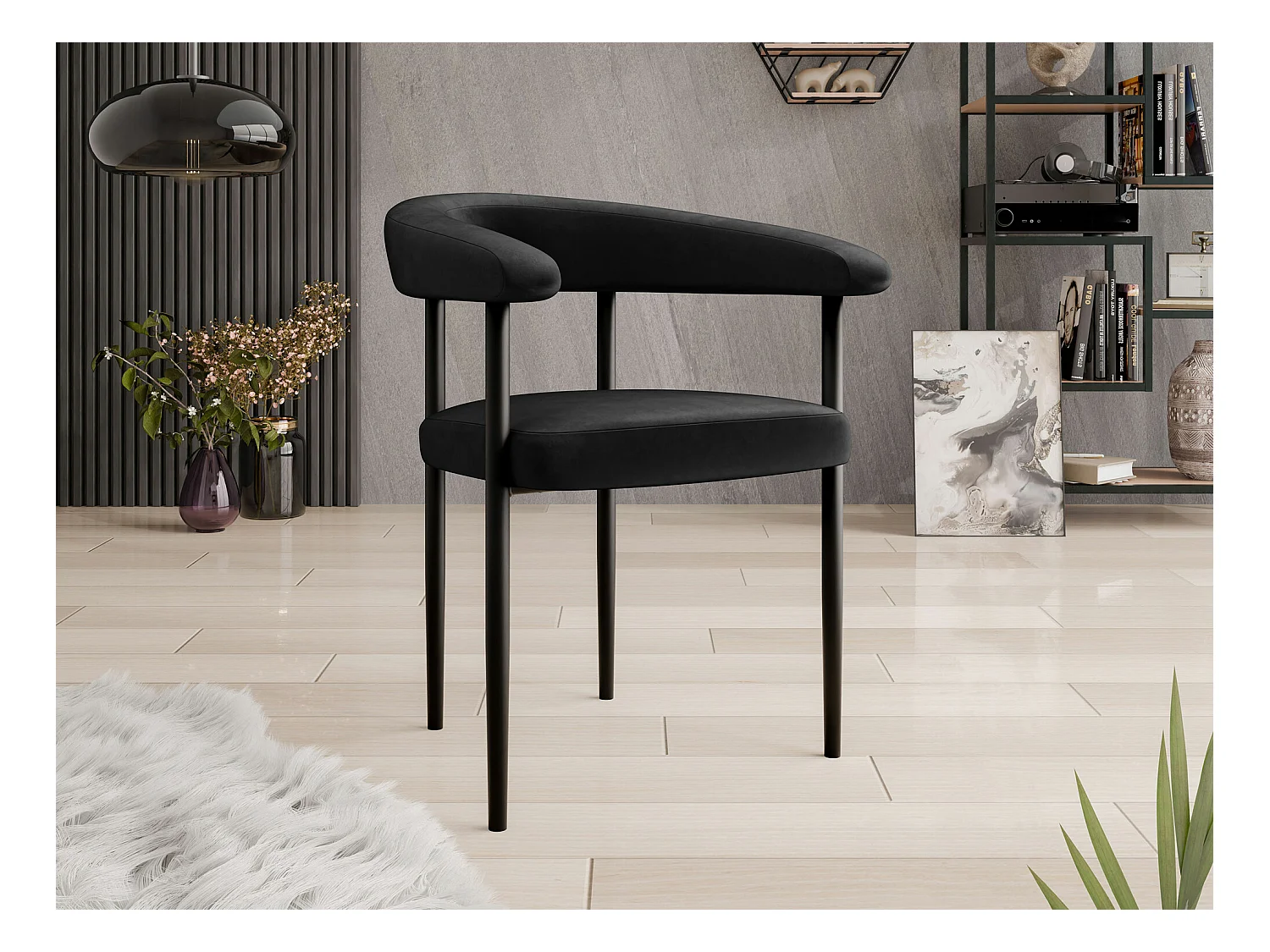 Sedia Jackson 110, 73x61x56cm, Arazzo, Metallico, Legno