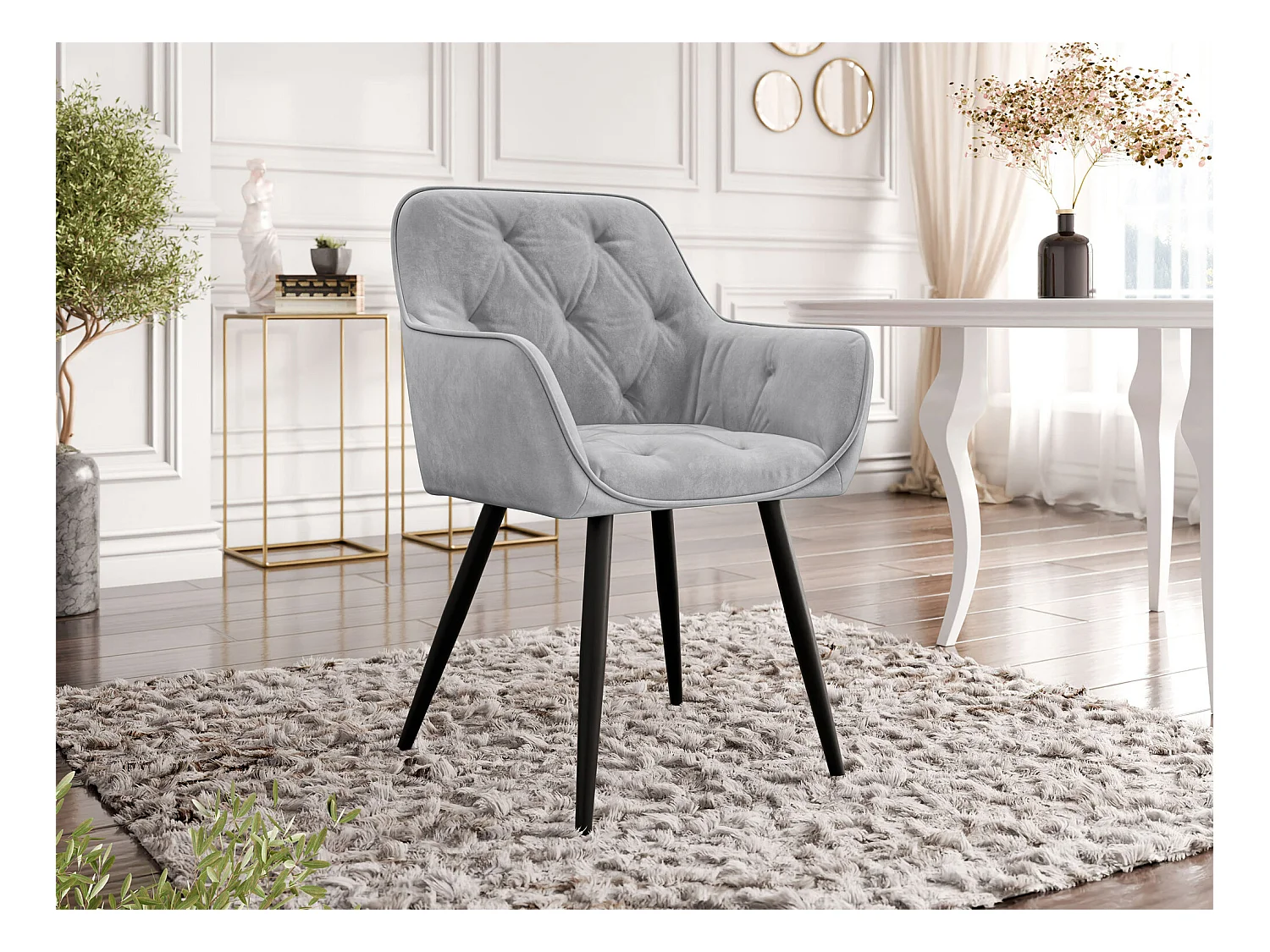 Chaise Jackson 115, 86x64x61cm, Tapisserie, Métallique, Stratifié