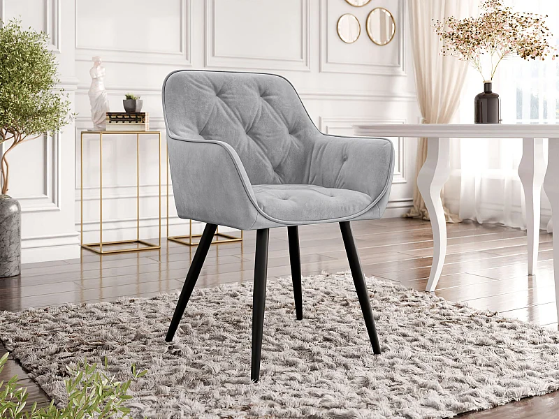 Chaise Jackson 115, 86x64x61cm, Tissu, Métallique, Stratifié