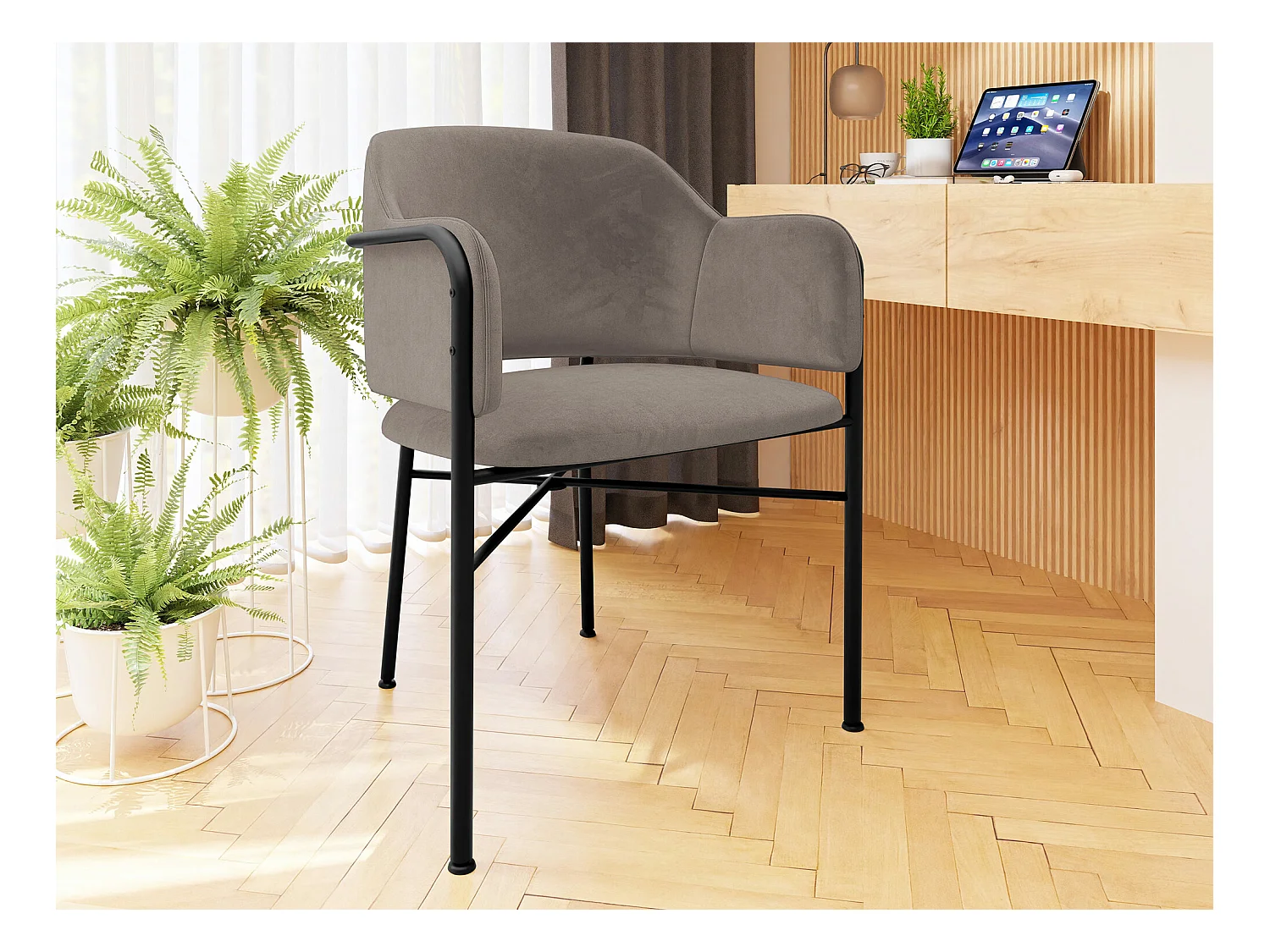 Chaise Jackson 113, 79x56x55cm, Tapisserie, Métallique, Stratifié