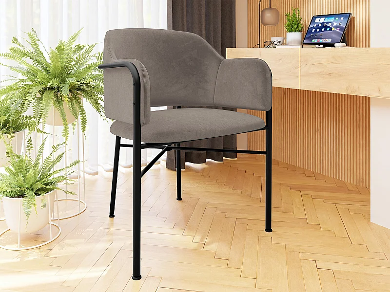 Chaise Jackson 113, 79x56x55cm, Tissu, Métallique, Stratifié