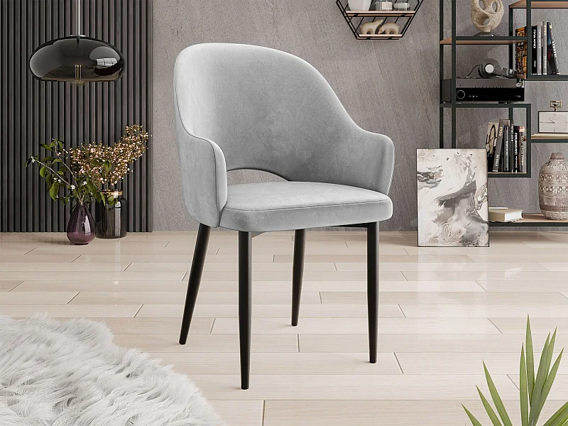 Chaise Jackson 116, 87x56x60cm, Tissu, Métallique, Stratifié