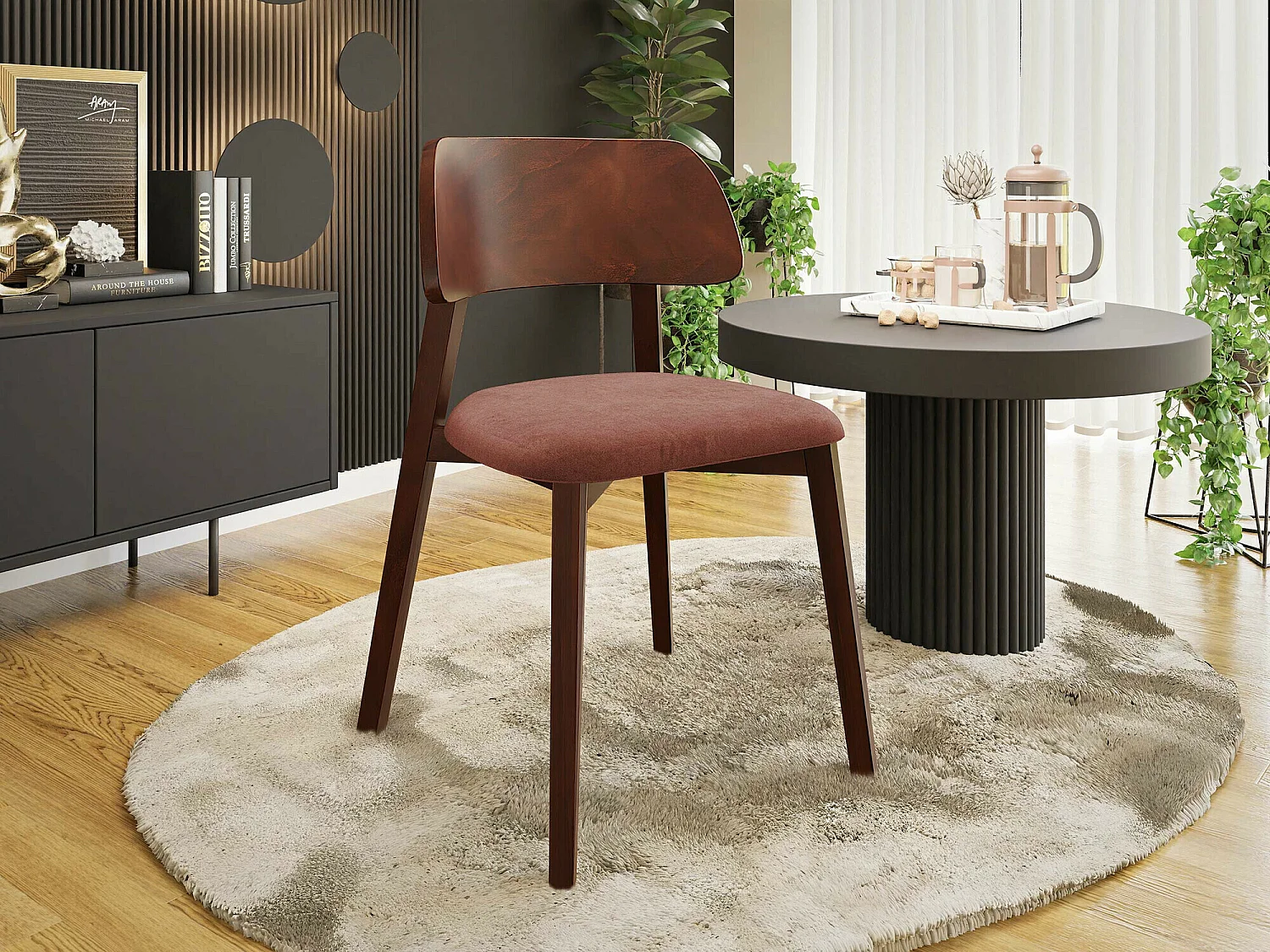 Chaise Jackson 112, 80x47x50cm, Tapisserie, En bois, Bois