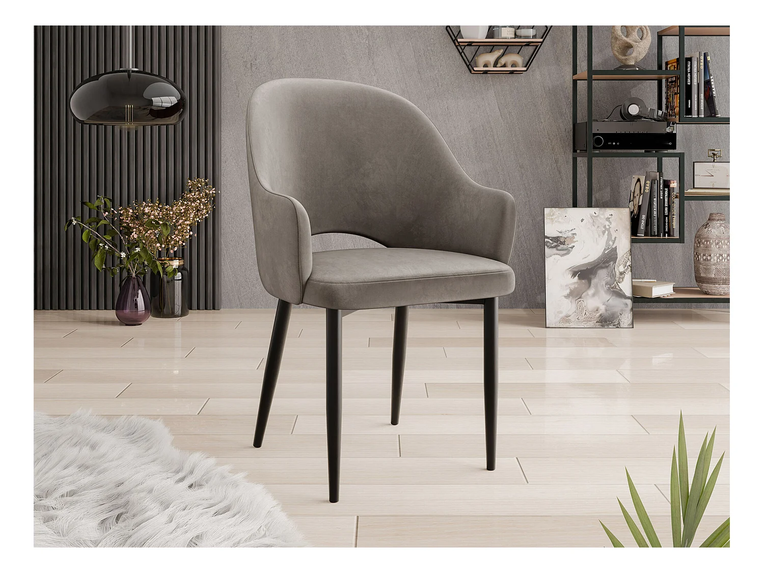 Chaise Jackson 116, 87x56x60cm, Tapisserie, Métallique, Stratifié