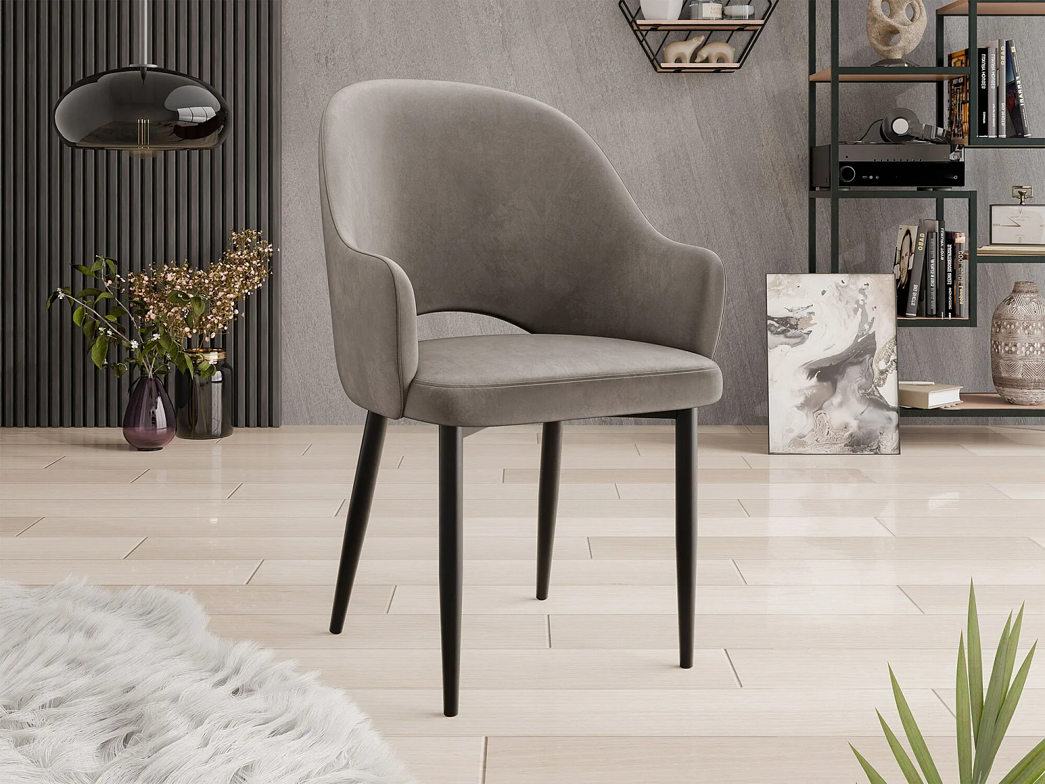 Chaise Jackson 116, 87x56x60cm, Tissu, Métallique, Stratifié