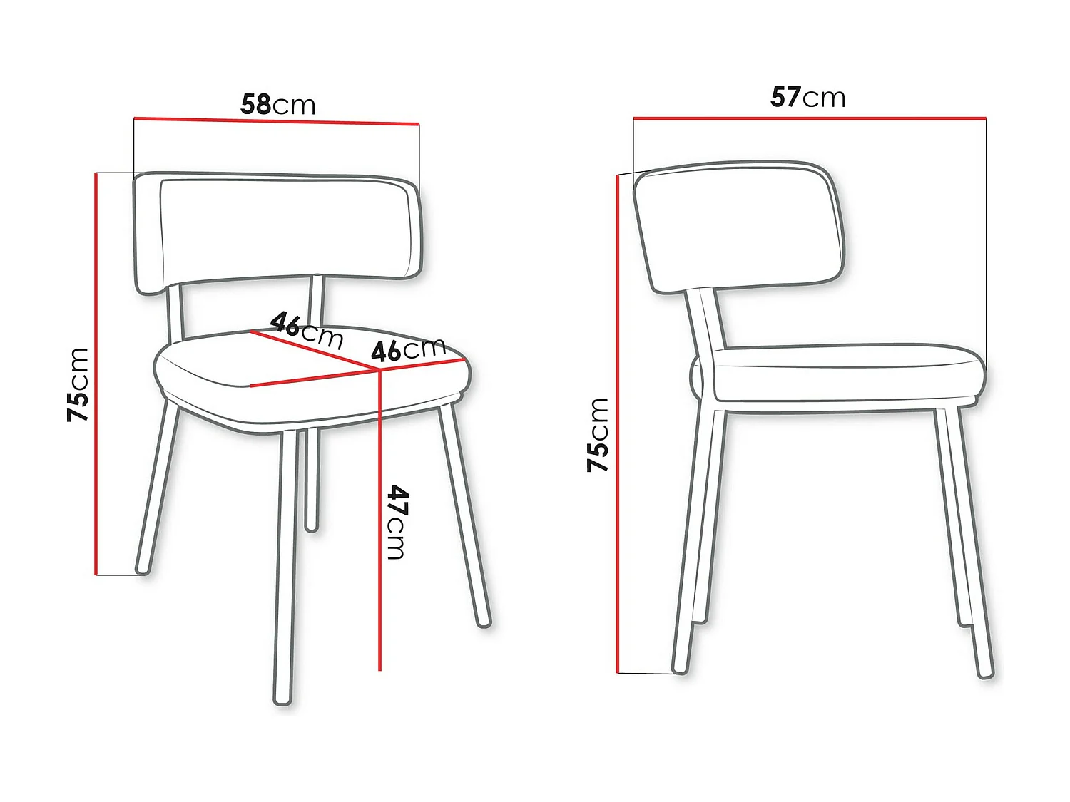 Silla Jackson 114, 75x58x57cm, Tapiz, Metálico, Aglomerado laminado
