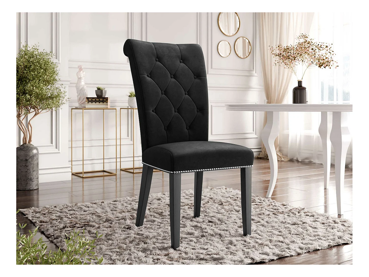 Sedia Jackson 111, 103x47x68cm, Arazzo, Di legno, Legno