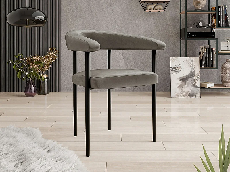 Chaise Jackson 110, 73x61x56cm, Tapisserie, Métallique, Bois