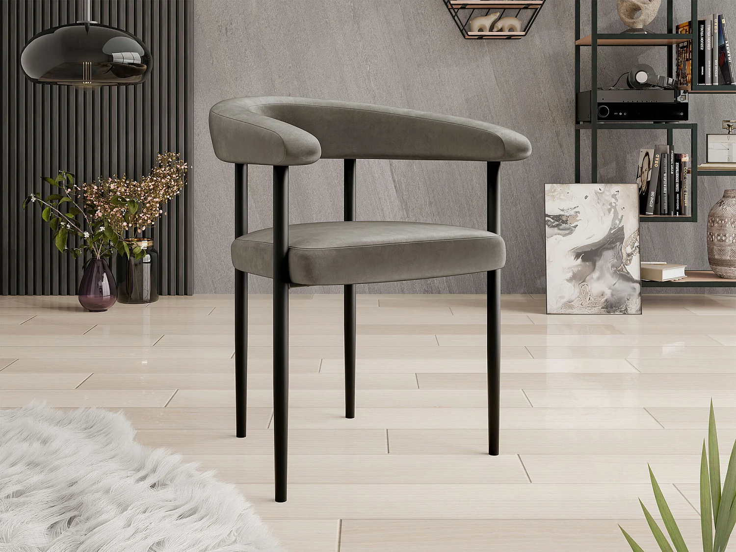 Sedia Jackson 110, 73x61x56cm, Arazzo, Metallico, Legno