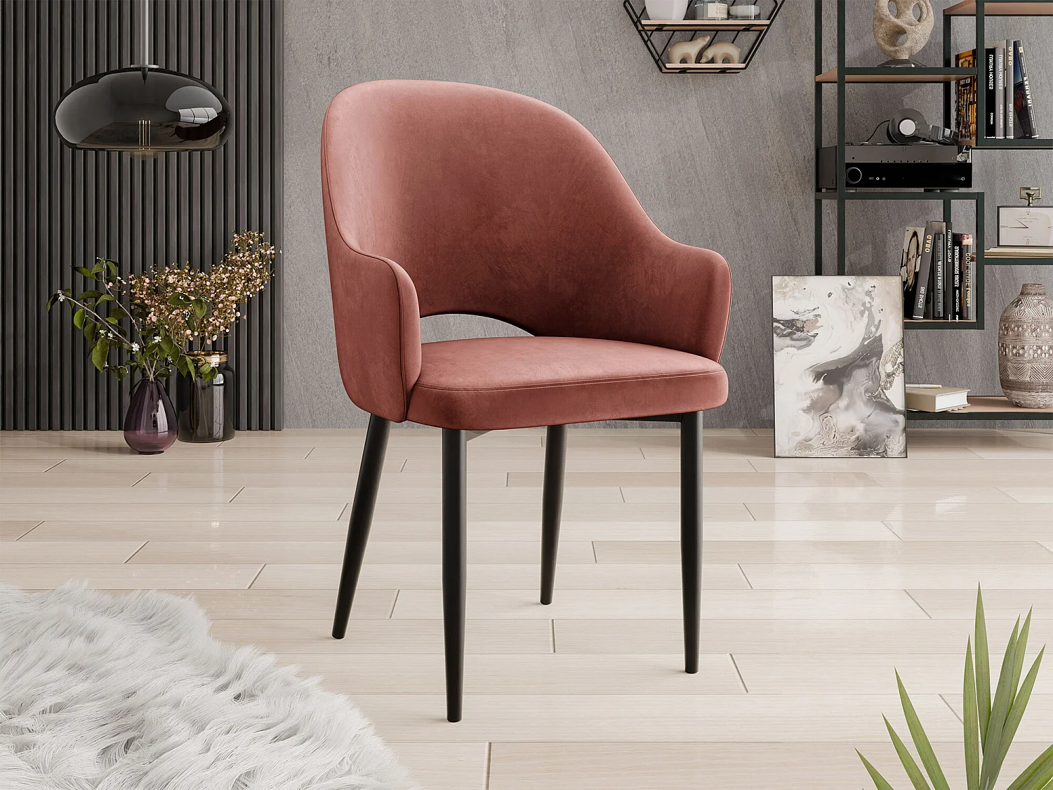 Chaise Jackson 116, 87x56x60cm, Tapisserie, Métallique, Stratifié