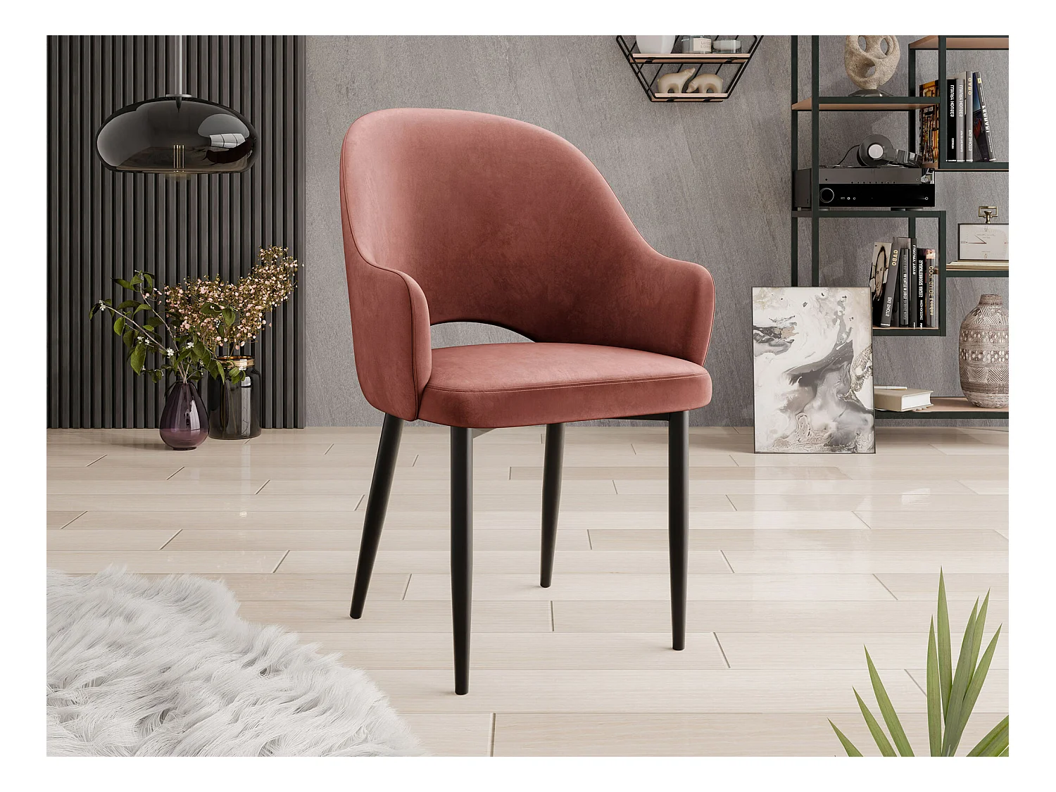 Chaise Jackson 116, 87x56x60cm, Tapisserie, Métallique, Stratifié