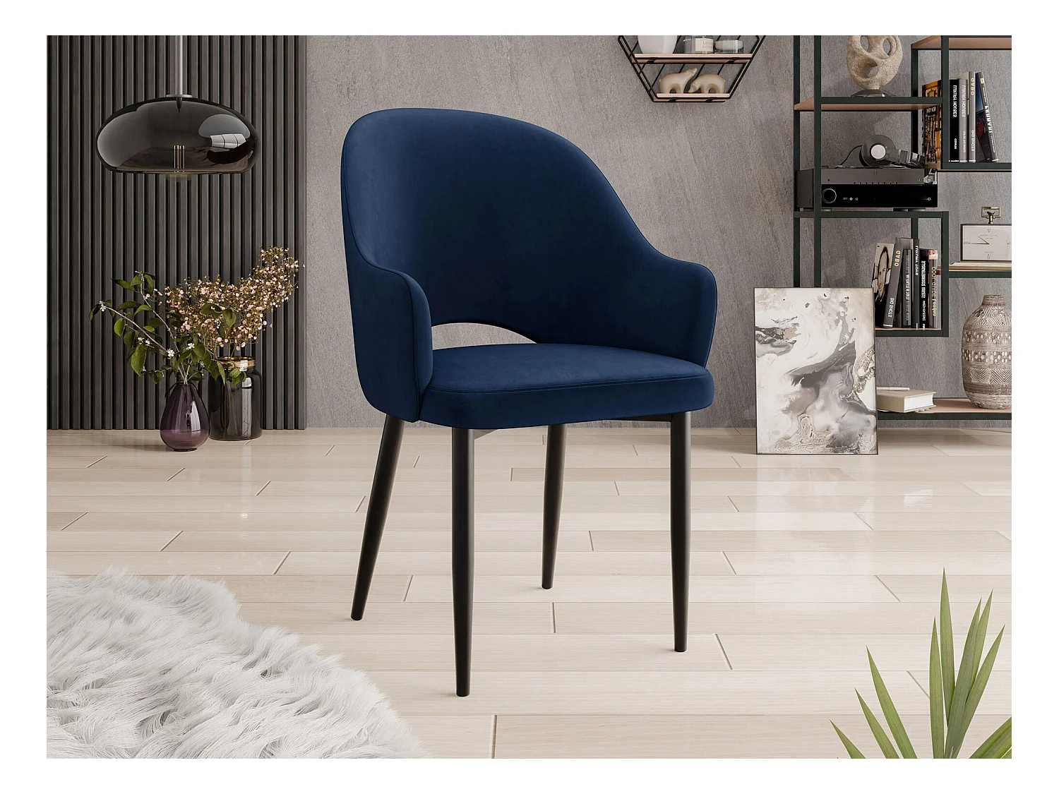 Chaise Jackson 116, 87x56x60cm, Tapisserie, Métallique, Stratifié