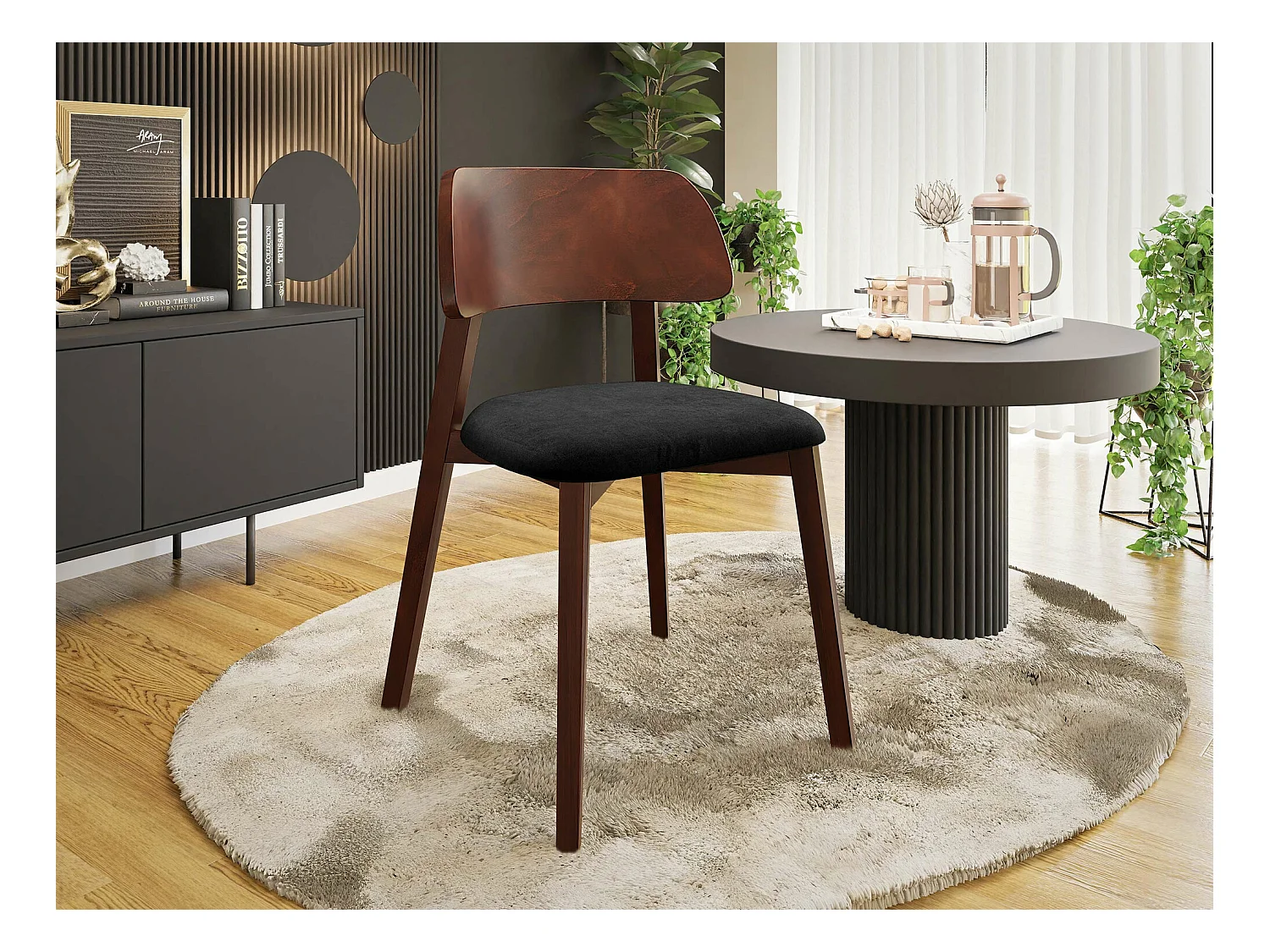 Sedia Jackson 112, 80x47x50cm, Arazzo, Di legno, Legno